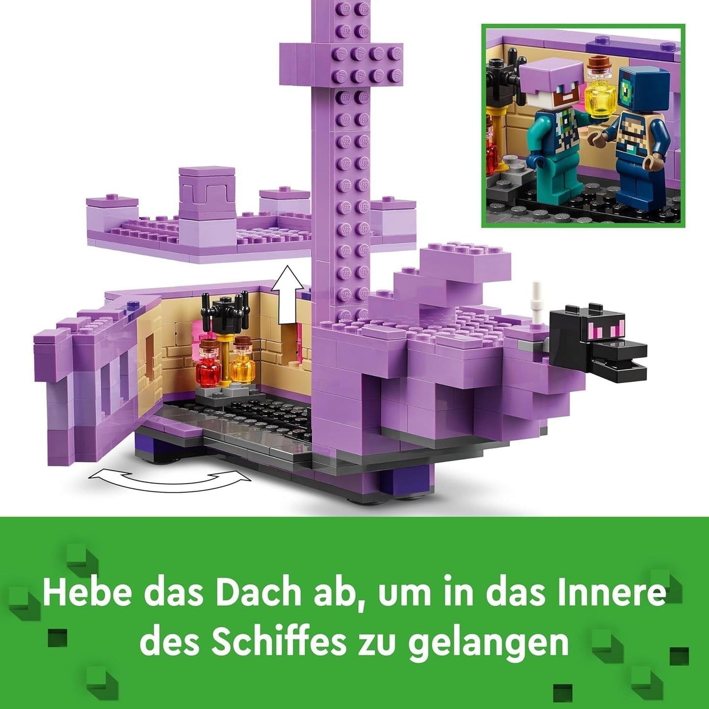 LEGO Minecraft The End Dragon and the End Ship Action Leksak och Discovery Set Videospel Byggset Äventyrsset Present för pojkar och flickor 8 år gamla 21264 Byggset Beuche den LEGO-Store