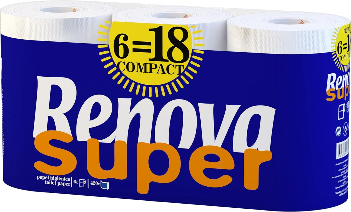 Toalettpapper RENOVA SUPER COMPACT 6 rullar
