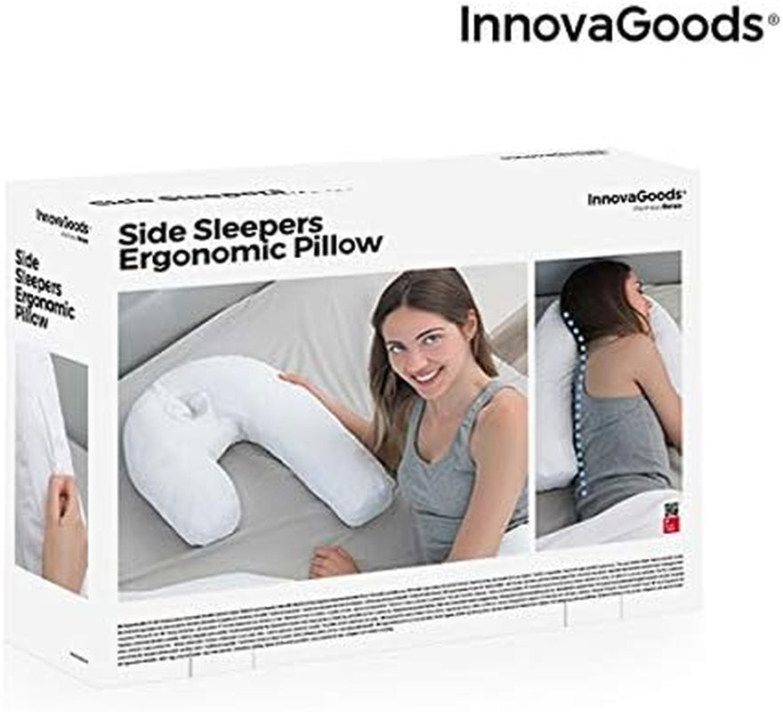 Innovagoods Ergonomisk U-formad kudde för sidoslipare, idealisk för graviditet, främjar lugn andning, minskar snarkning, bomull och polyester, vit, 39 X 57 X 14 cm Cervikala ortopediska kuddar Naty Shop