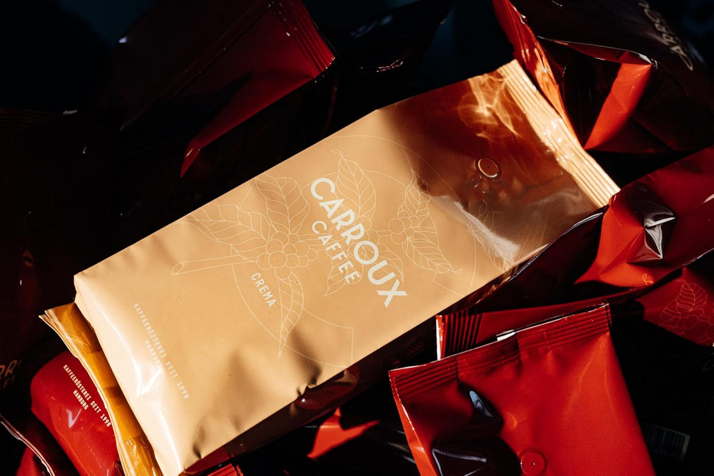 CARROUX Crema hela kaffebönor (6 x 500g) - Premium kaffebönor från Hamburg - Nyrostade traditionellt