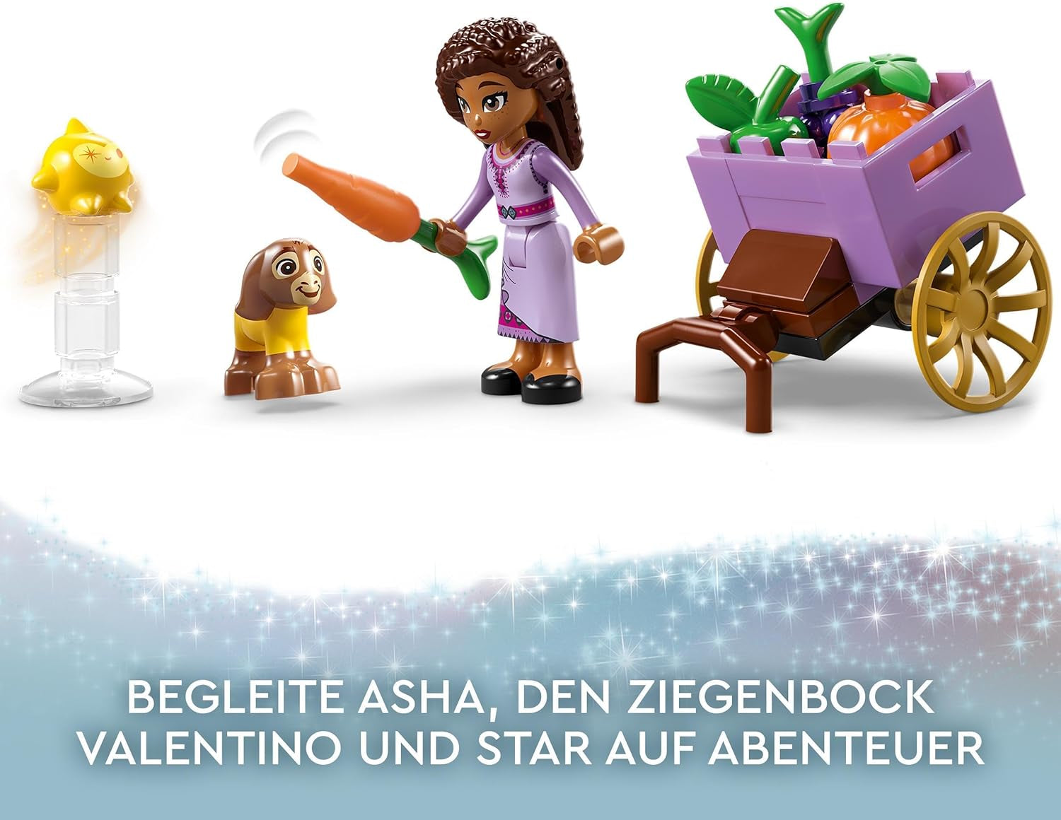 LEGO 43223 Disney Wish Asha i Rosas City, Önskefilmset med marknad, Asha Minidocka, Valentino som leksaksget och stjärnfigurer, Present till barn 6 år, Byggset för flickor och pojkar Besuche den LEGO-Store
