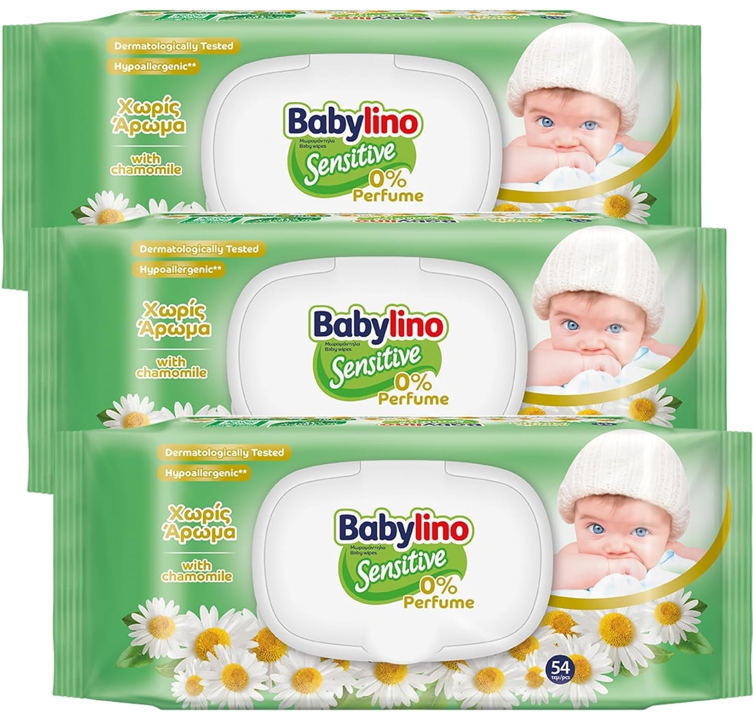 Känsliga babyservetter, 0 % doft, 98 % naturlig formel som återställer hudens pH-balans, friskhetstätning, 54 våtservetter