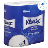 Kleenex Premium toalettpappersrullar 8484, toalettpapper 24 rullar X 160 puffade ark, 4-lagers toalettpapper, 100 % ren fiber, hög kvalitet, rivtålig och mjuk (2-pack)