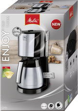 Melitta Enjoy Top Therm - Espressomaskin med filter och termokanna i rostfritt stål, för upp till 10 koppar kaffe, svart/rostfritt stål