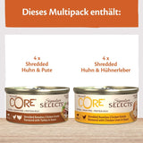 Wellness CORE Signature Selects 8 x 79 g, kyckling- och kalkonblandning - våt kattmat, läckra strimlor i sås, spannmålsfria, naturliga, allergivänliga, proteinrika, mycket kött