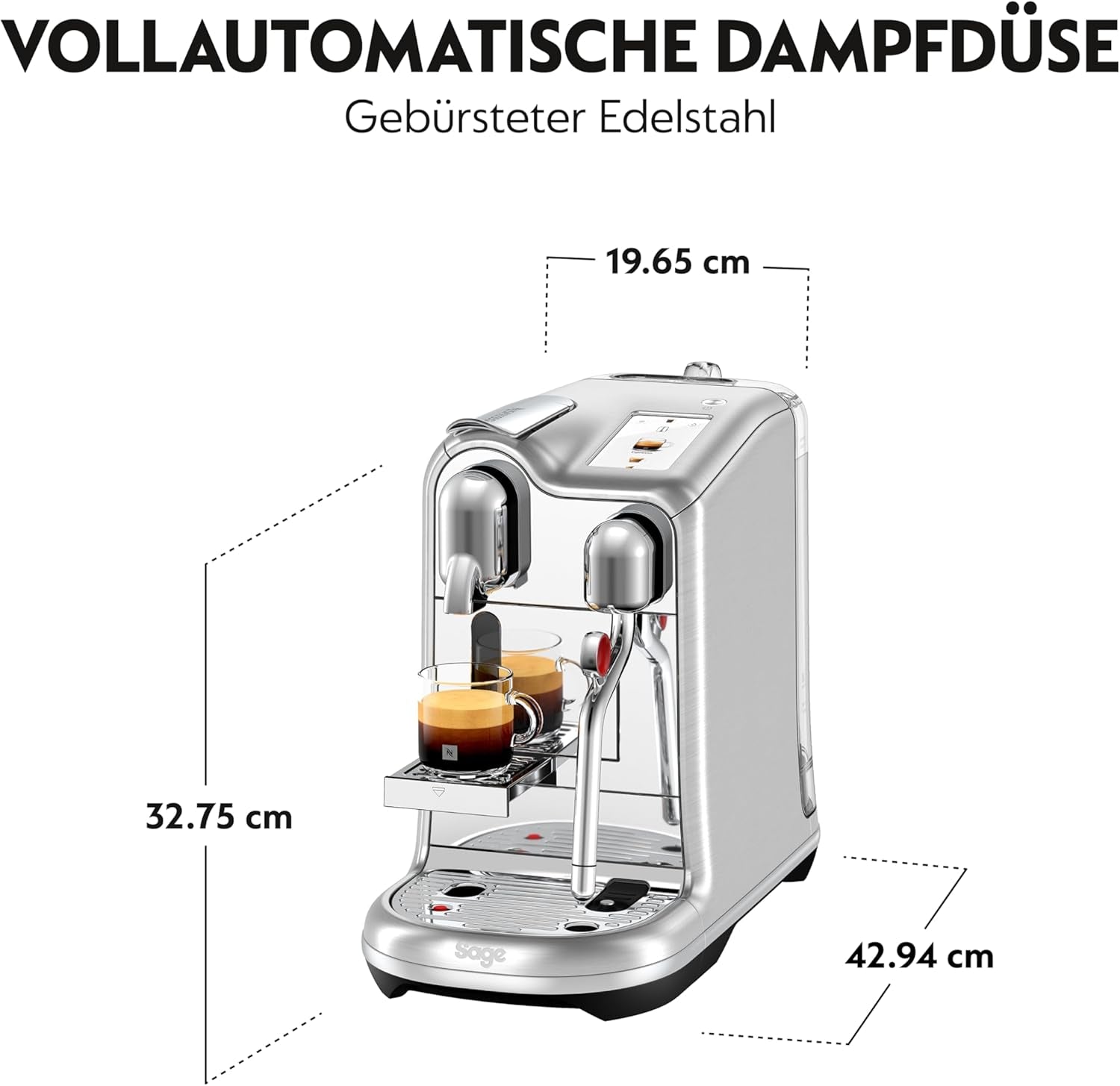 Sage Nespresso Creatista Pro espressomaskin, rostfritt stål, borstat rostfritt stål