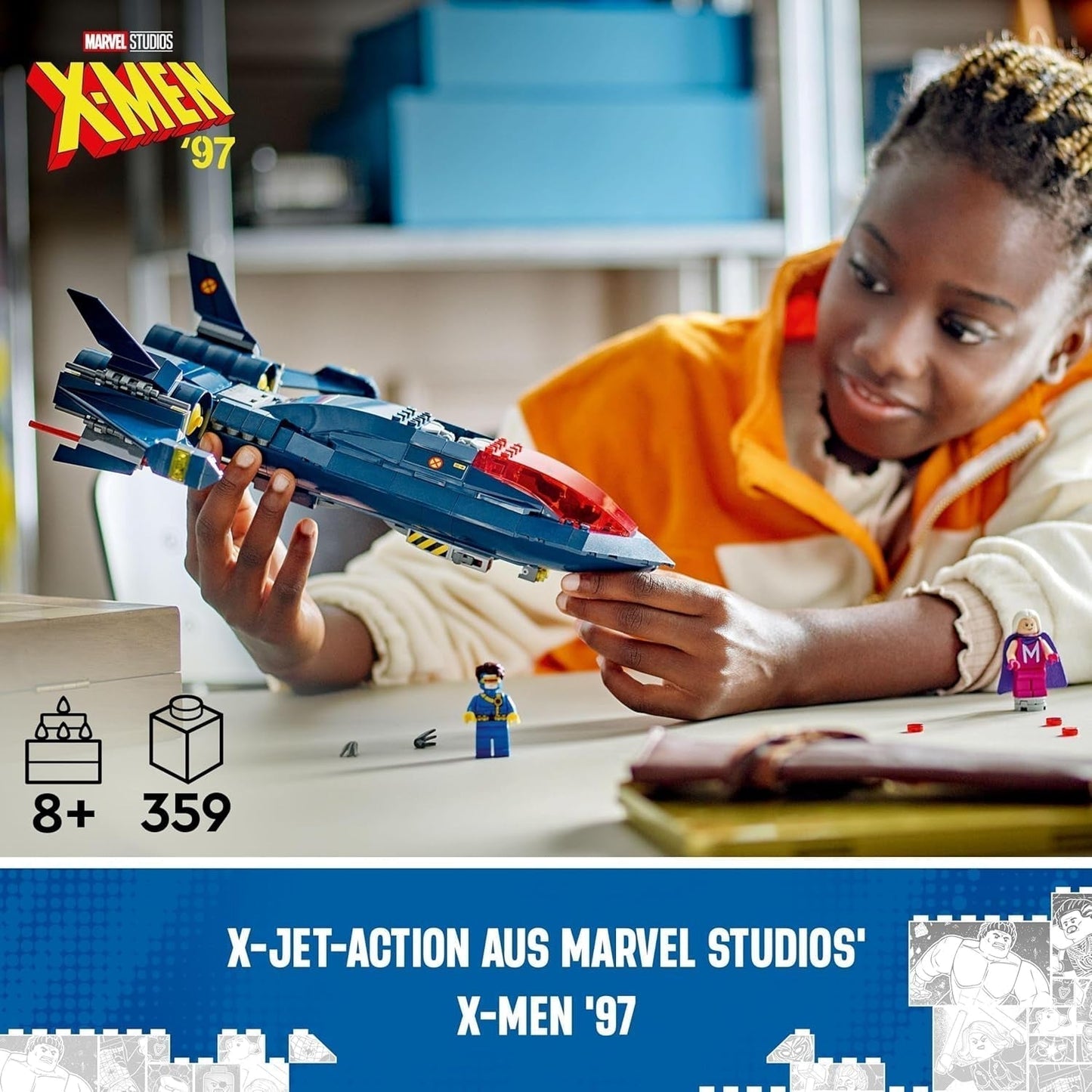 LEGO Marvel X-Jet X-Men Building Model Plane med figurer inklusive Wolverine och Rogue Superhero Toy för barn Present för pojkar och flickor 8 år gamla 76281 Byggset Beuche den LEGO-Store