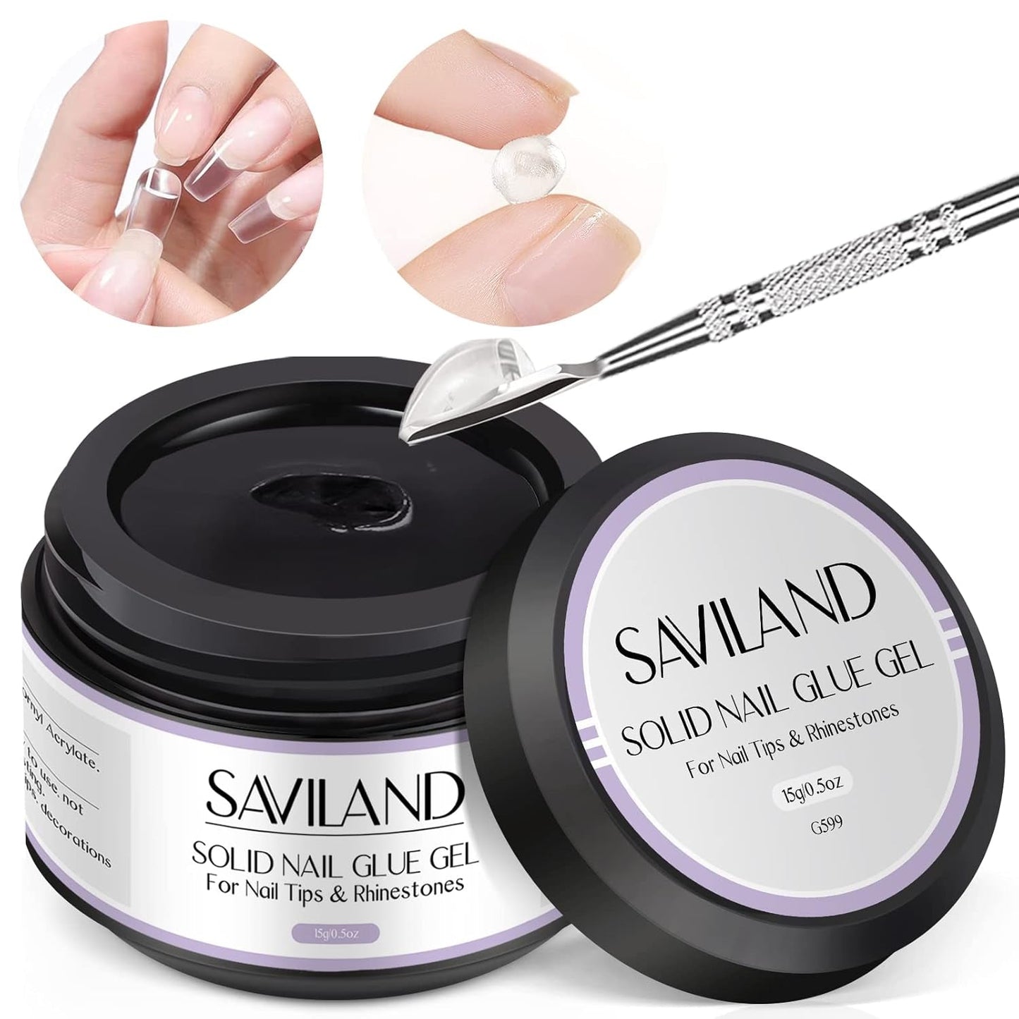 Saviland Solid Nail Tip Lime: 2st 15G konstgjorda nagellim Extra starkt lim Press On Nails UV Lim Gel Nagellim För Kvinnor Hemmasalong DIY UV/LED Lamp Cured