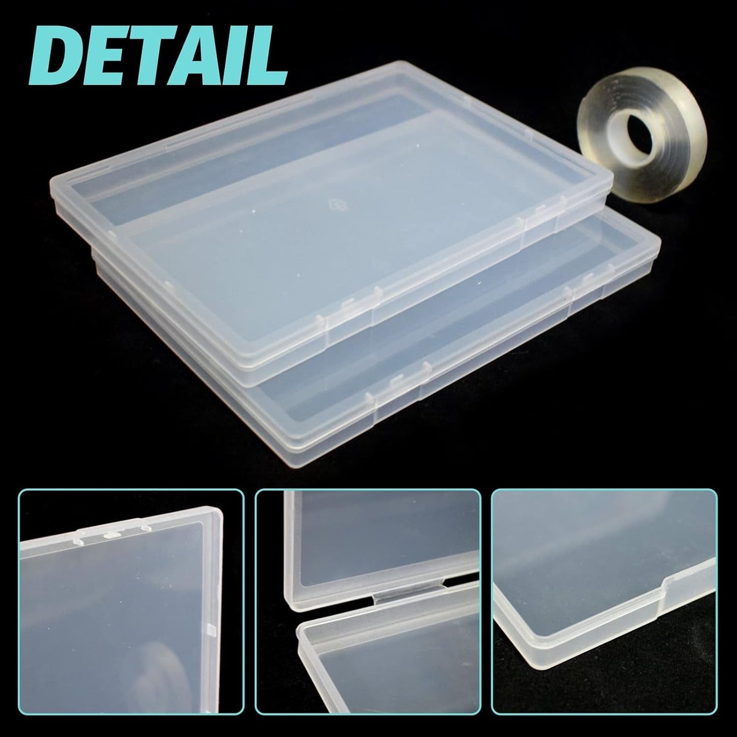 2st 30 cm dubbelhäftande tejp Konstgjorda naglar Förvaringslåda Klar rektangulär låda Plastförpackningslådor Nagelspetsar Behållare Konstgjorda naglar 21,8x15,5cm