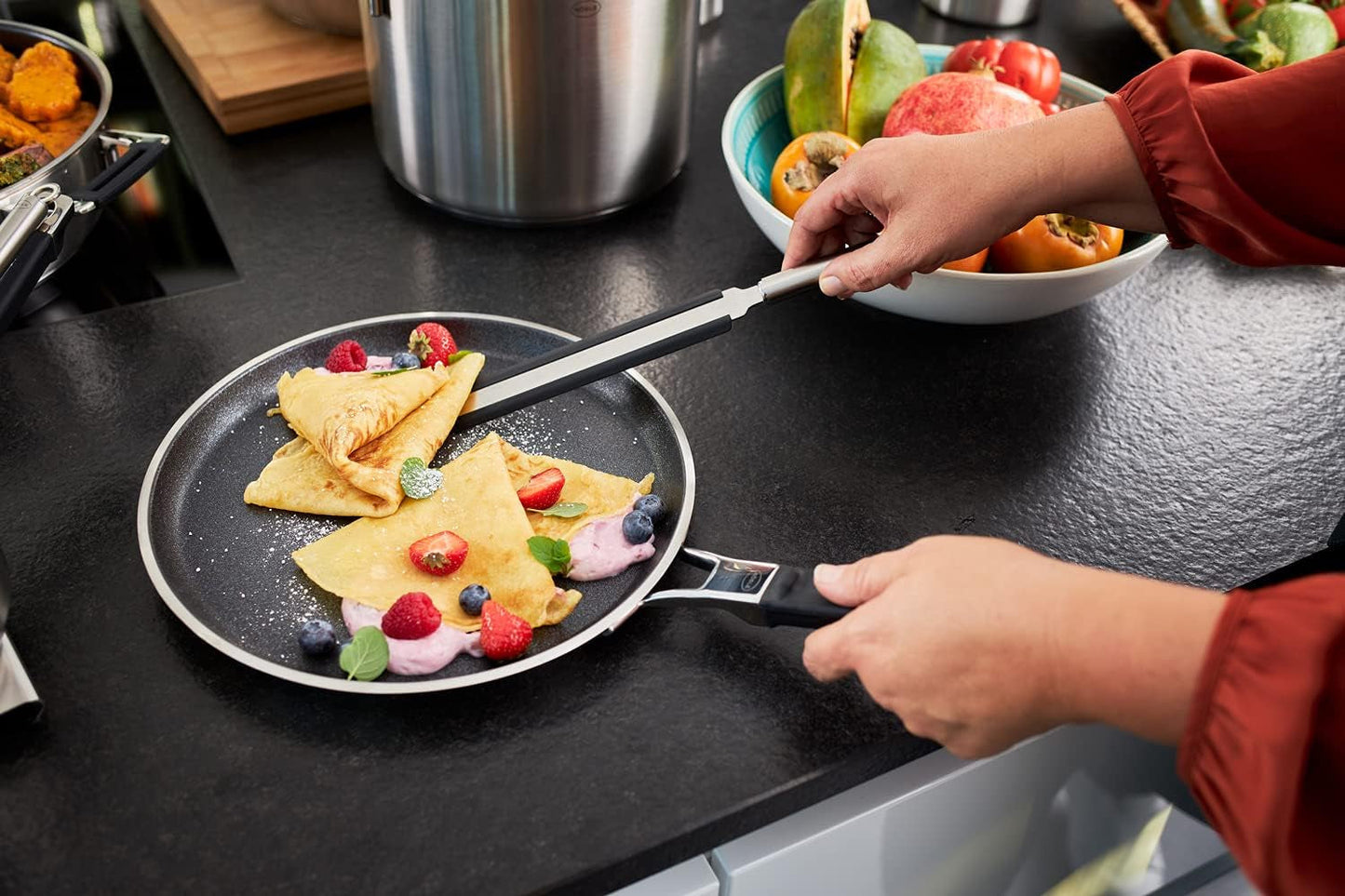 RÖSLE SILENCE PRO pannkakspanna, premium reptålig Proresist non-stick beläggning, 18/10 rostfritt stål, lämplig för induktionsgrytor och kastruller Naty Shop