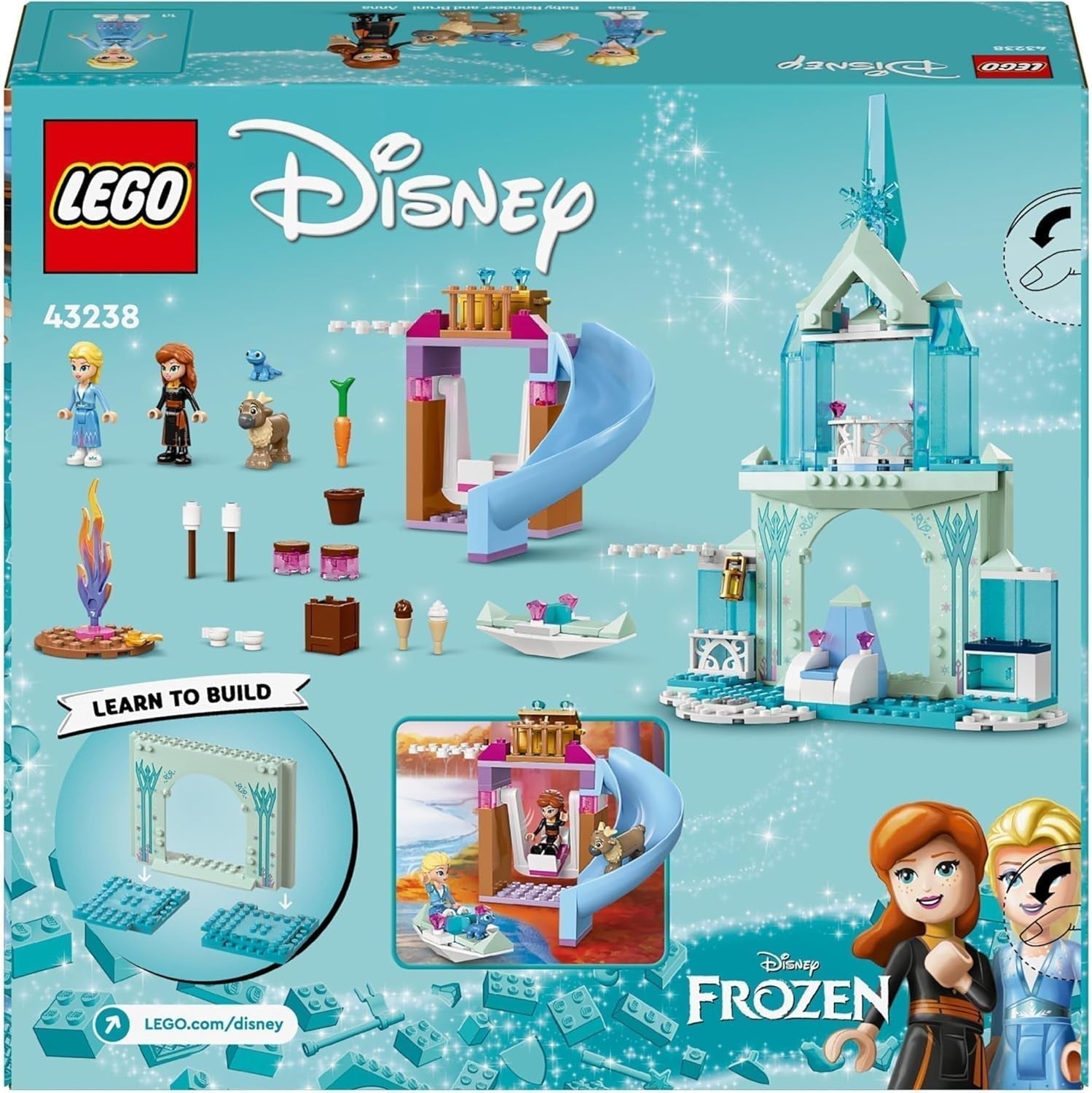 LEGO Disney Frozen Elsas ispalats, Isdrottningens slott, prinsessan ELSA och Anna dockleksak, plus 2 djurfigurer, fantastisk present till 4-åriga flickor och pojkar 43238 Byggset Besuche den LEGO-Store
