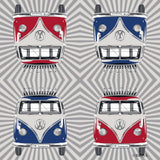 BRISA VW Collection - T1 Bus Volkswagen Bordsservetter (Samba Stripes/Red/3 Ply)