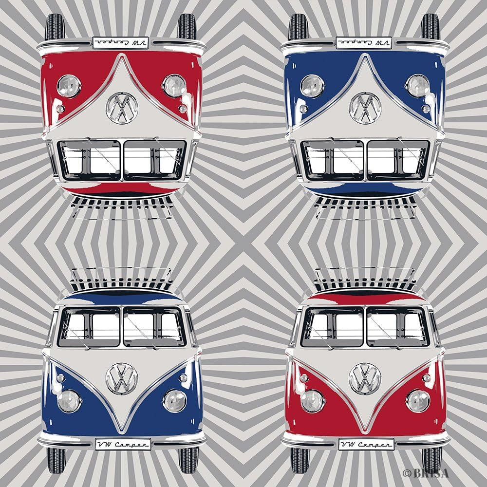 BRISA VW Collection - T1 Bus Volkswagen Bordsservetter (Samba Stripes/Red/3 Ply)