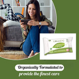 Organyc Moist Intimate Wipes, gjorda av 100 % certifierad ekologisk bomull - 4 förpackningar med 20 våtservetter (80 våtservetter totalt)