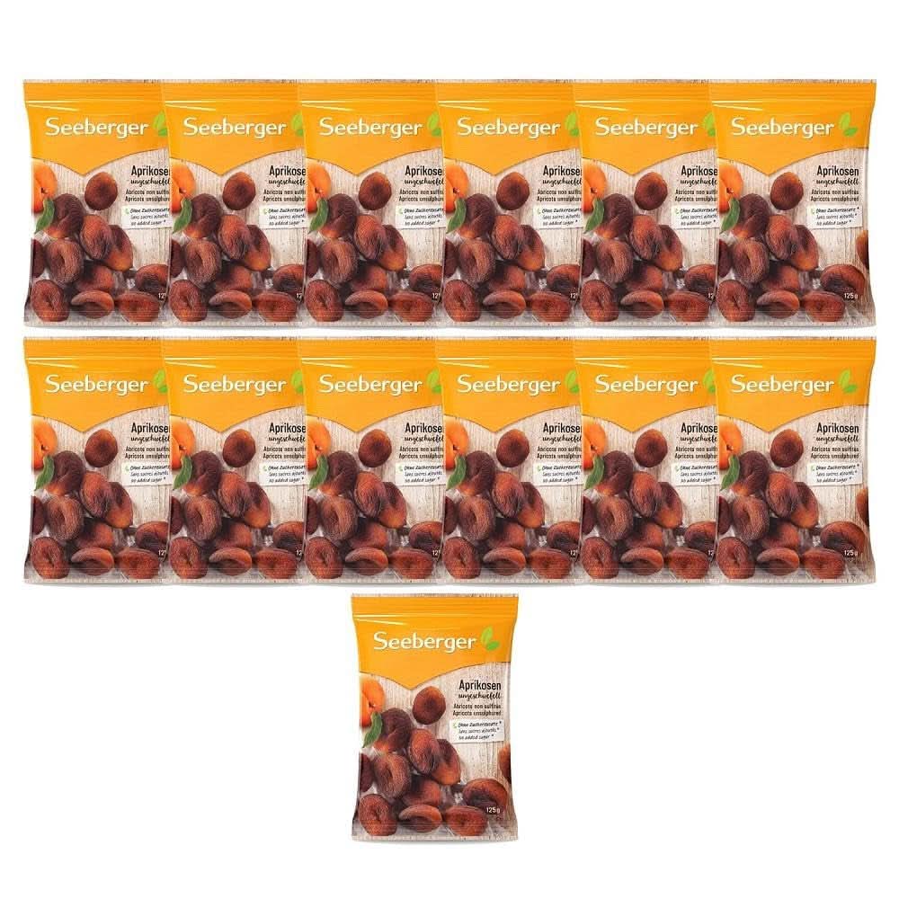 Seeberger Obehandlade torkade aprikoser, med söt-fruktig smak - inget tillsatt socker, 13 x 125 gram Torkade produkter Naty Shop