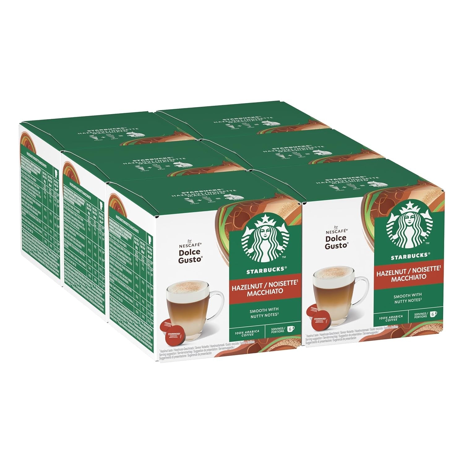 STARBUCKS Hazelnut Macchiato av Nescafé Dolce Gusto, Dunkle Röstung, Kaffeekapseln 6 x 12 (72 Kapseln)