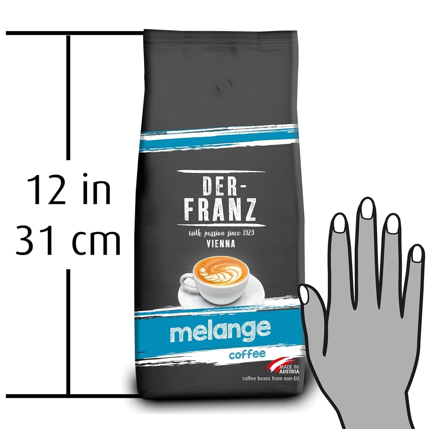 Der-Franz Melange kaffe, styrka 3/5, 100 % Arabica, hela kaffebönor, 4 x 1000 g