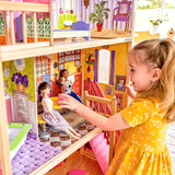 KidKraft Kayla dockhus i trä med möbler och tillbehör, 3-vånings lekset för 30 cm docka, leksak för åldrarna 3 och uppåt, 65092 - exklusivt på Amazon