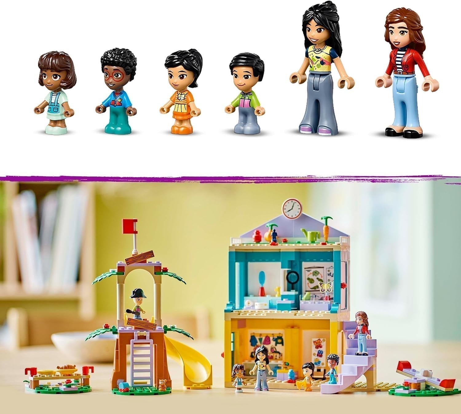 LEGO Friends Heartlake City Kindergarten Lekset för flickor och pojkar 4 år gammal Kreativ rolllek med 2 figurer och 4 mikrofigurer Social utveckling Leksak 42636 Byggset Besuche den LEGO-Store
