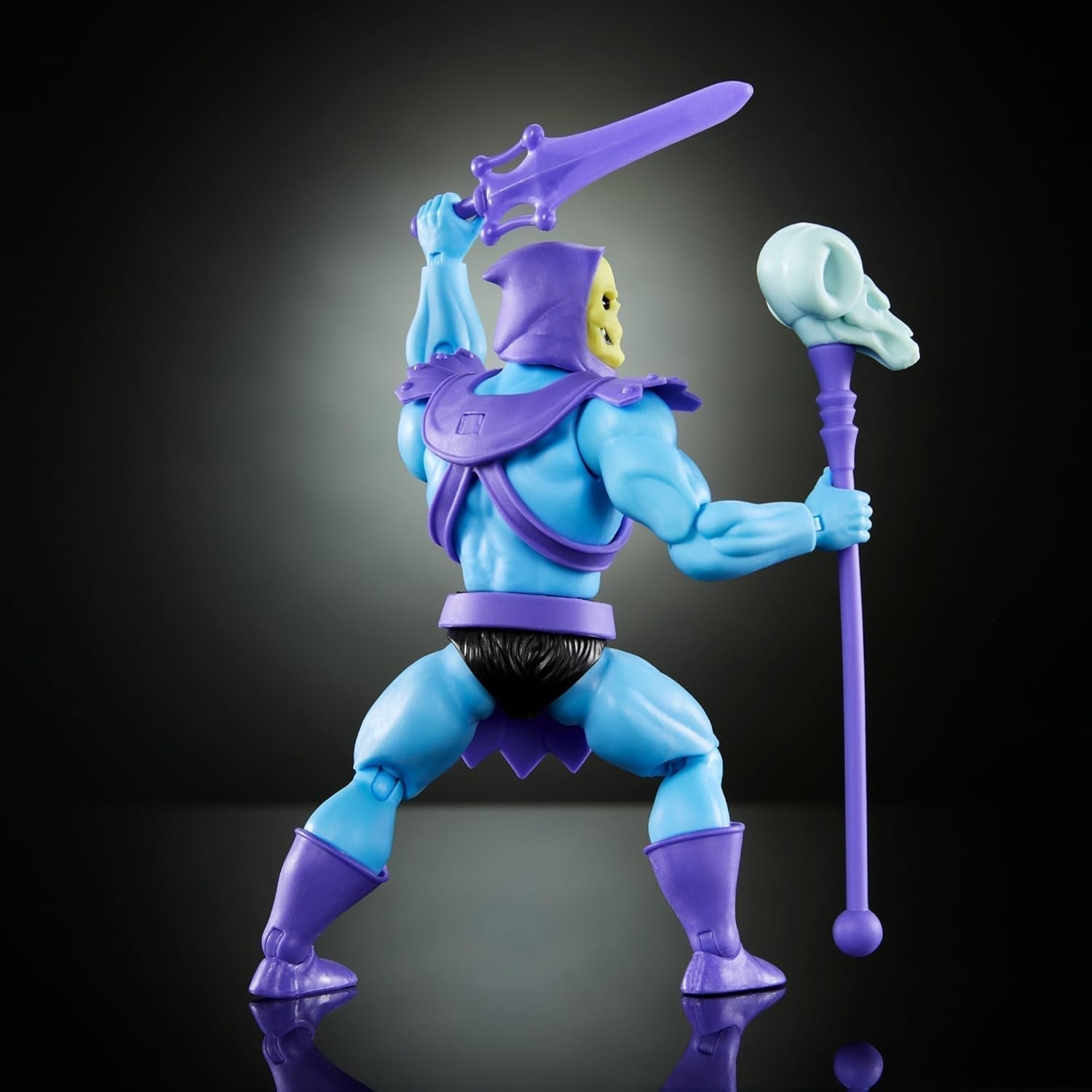 Masters of the Universe Origins-leksak, skelettfigur från den tecknade samlingen, skurk stående ca. 14 cm med rustning, stav, svärd och 2 masker, HYD24 Actionfigurer Naty Shop