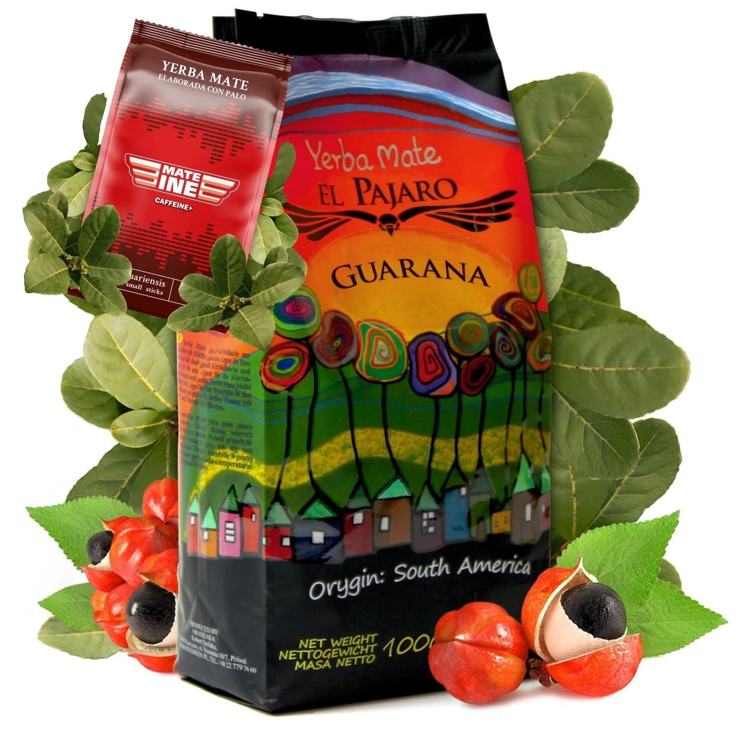 Guarana 1000 g | Mate Tea från Paraguay | Stark, med catuava, guaranapulver, lime | Extra stark, uppiggande, hög stimulans