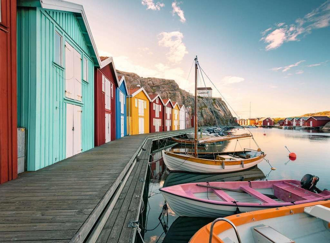 Ravensburger Puzzle 12000847, Skandinaviska platser - Båthus i Smøgen, Sverige - 500 bitars pussel för vuxna och barn över 12 år Puzzle Naty Shop