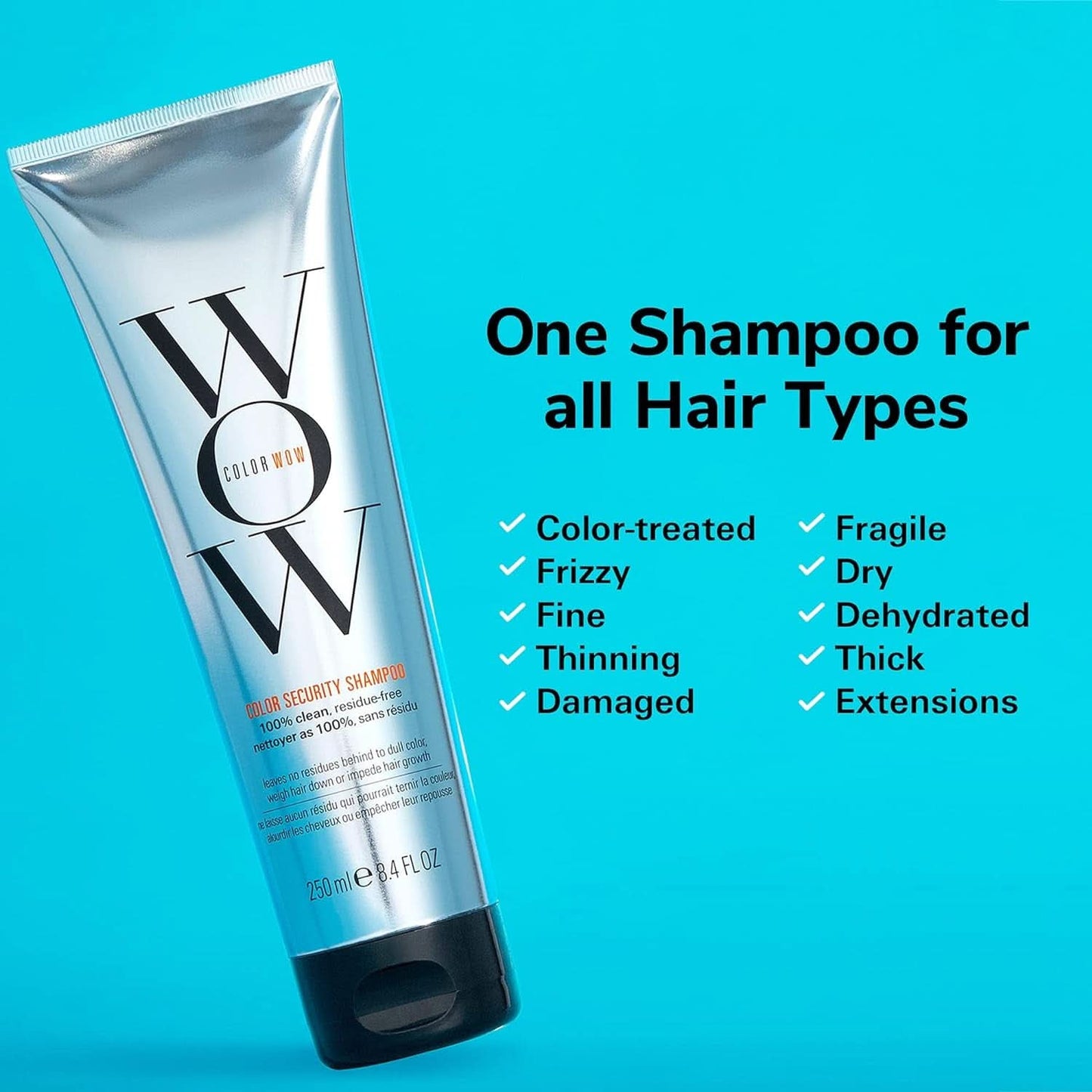 Wow Color Shampoo, silikonfritt och sulfatfritt färgvårdsschampo för färgbehandlat hår, 250 ml dusch och bad Naty Shop