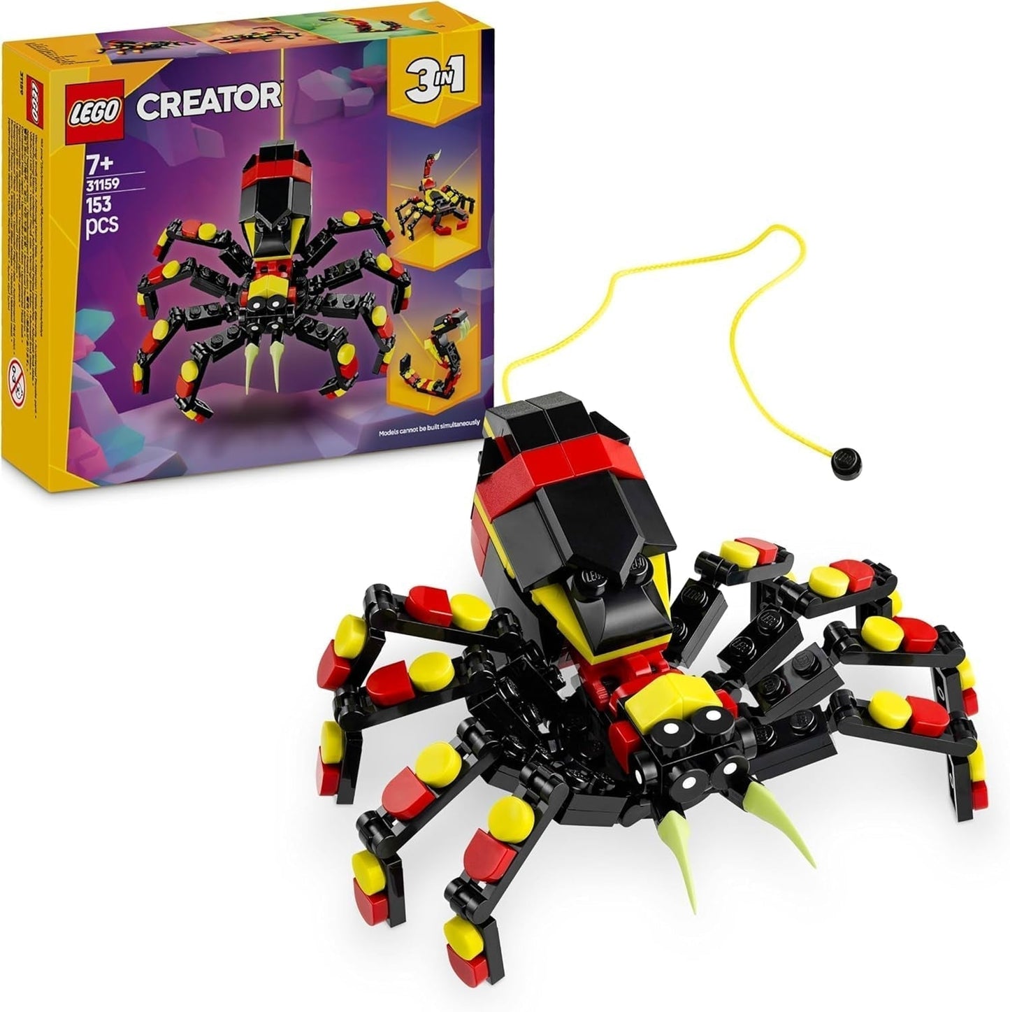 LEGO Creator 3In1 Vilda djur: Överraskningsspindel - leksak att bygga om till en skorpion eller ormfigur - byggset med 3 modeller - present till pojkar och flickor från 7 år 31159 Byggset Besuche den LEGO-Store Standardtitel