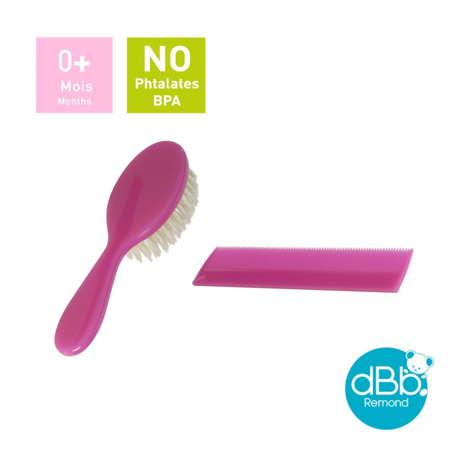 dBb-Remond 315008 Plastborste och kam Rosa Transparent Barn - Bad och hudvård Naty Shop