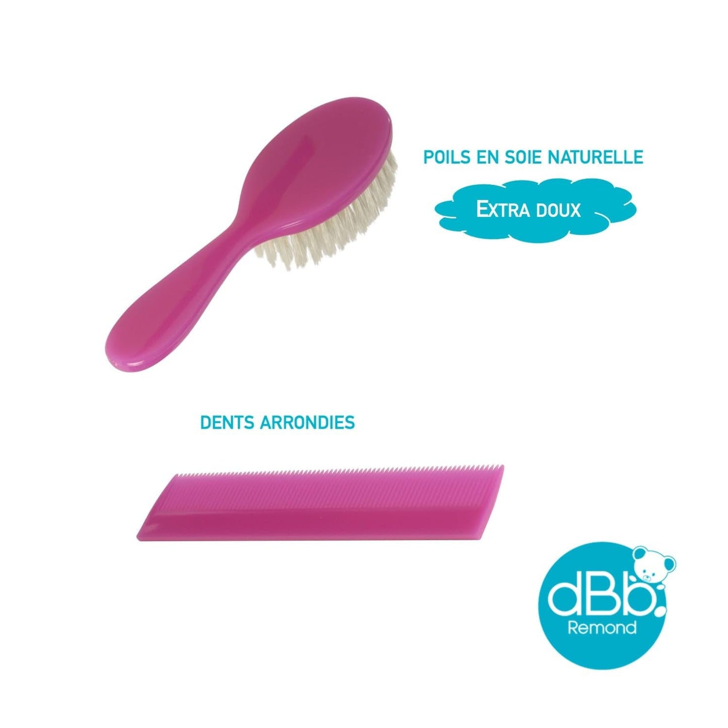 dBb-Remond 315008 Plastborste och kam Rosa Transparent Barn - Bad och hudvård Naty Shop