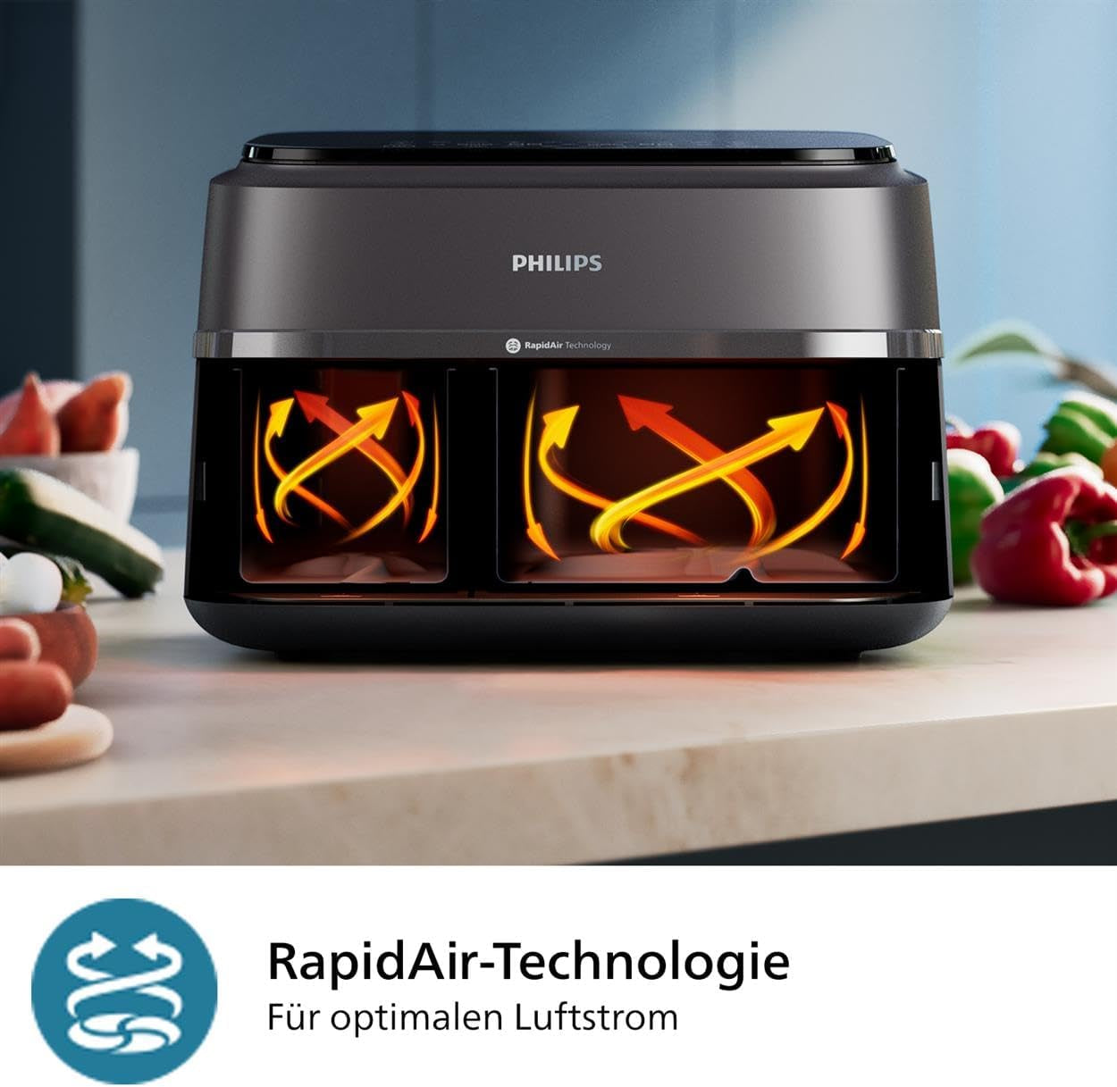 Philips Airfryer Dual Basket 3000-serien, 9L, 2 korgar, 2 diskar klara samtidigt, Rapidair-teknik plus varmluft Vitvaror Naty Shop