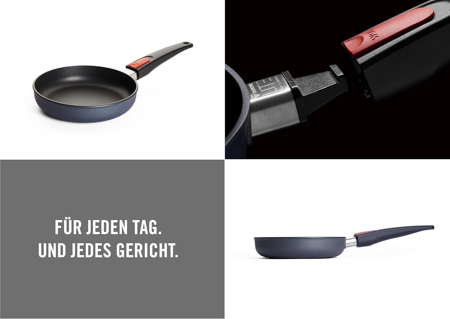 Woll Diamond Lite platt panna - Induktion -, Ø 20 Cm, 5 Cm höjd, Med avtagbart handtag - Lämplig för alla typer av hällar, Gjuten aluminium, Non-stick beläggning Grytor och kastruller Naty Shop