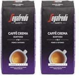 Segafredo Zanetti Caffè Crema Gustoso - Hela bönor (Förpackning med 1 kg) - Lämplig för Caffè Crema - Lång- och mörkrostade kaffebönor, fyllig och intensiv smak (Förpackning med 2)