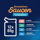 Felix Sensations Sauces Våtmat för katter, blandad fiskblandning, 6 st (6 x 12 påsar à 85g vardera)