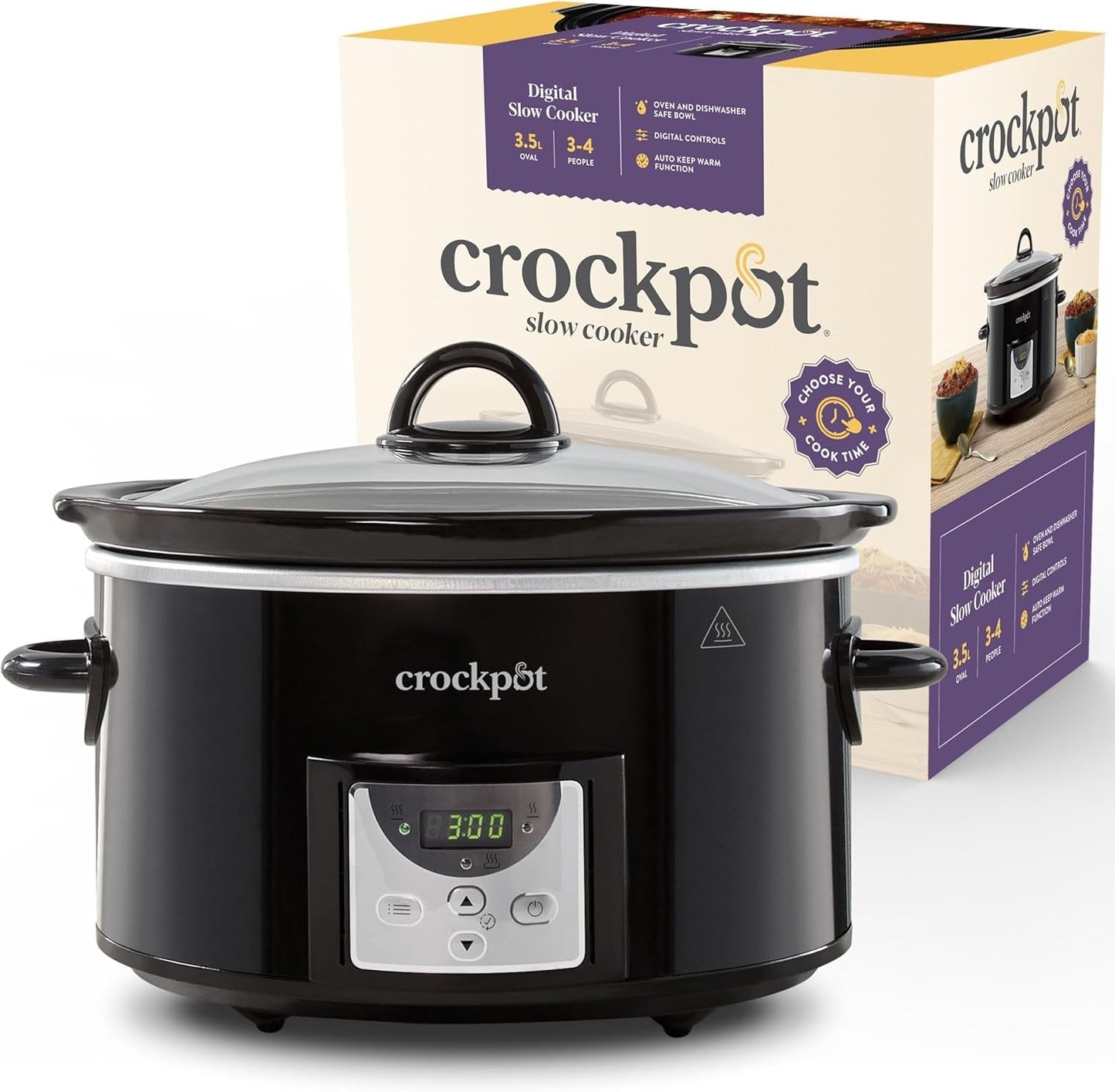 Slow Cooker digital Crockpot, 3,5 L (3 till 4 personer), CSC113X Slow Cooker Naty Shop Black 3,5 liter