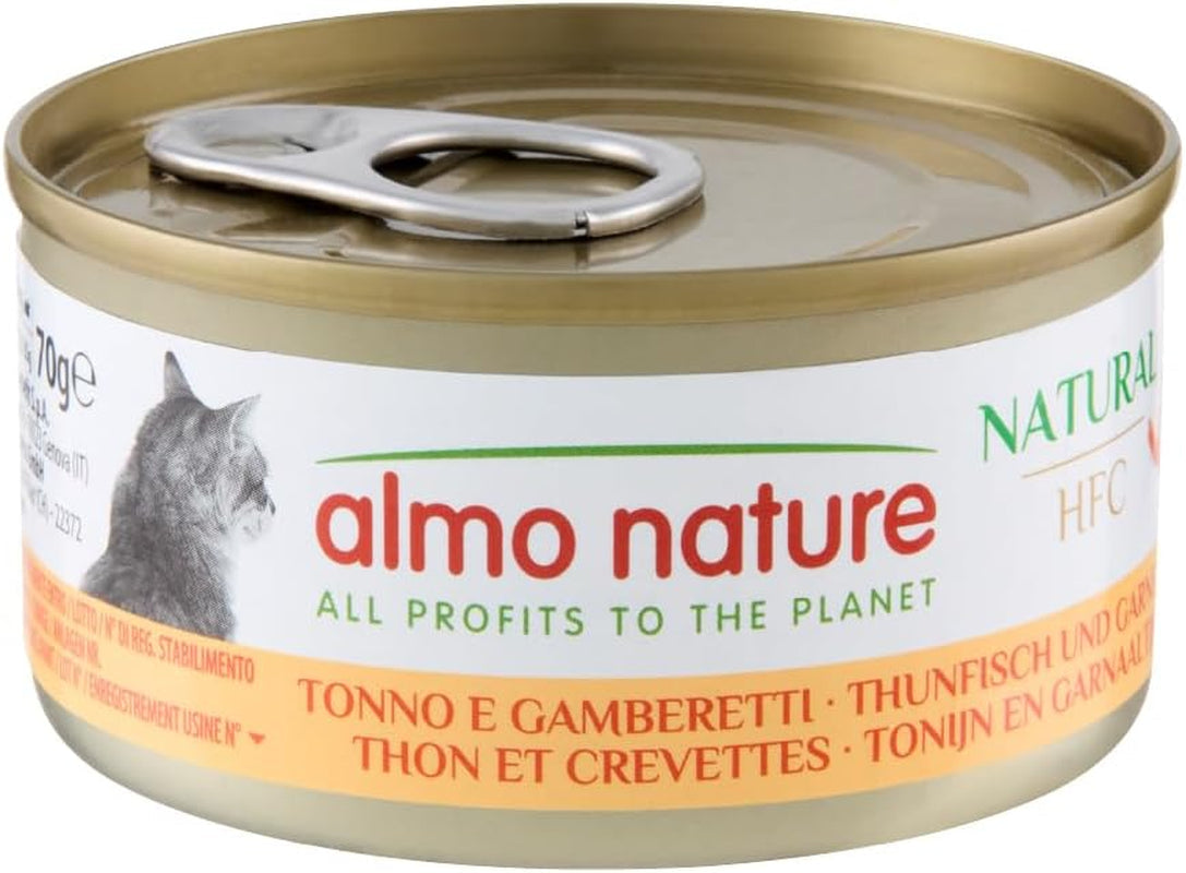 Almo Nature HFC Naturligt vått kattfoder - tonfisk och räkor, förpackning om 24 (24 x 70 g)