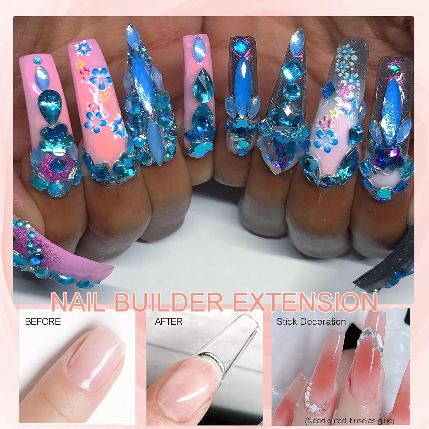 NAILGIL Solid Gel Nagellack, Solid Gel Nagellim, 3D Nail Art Skulptur med verktygsuppsättning, DIY Hemmasalong, Transparent 15G