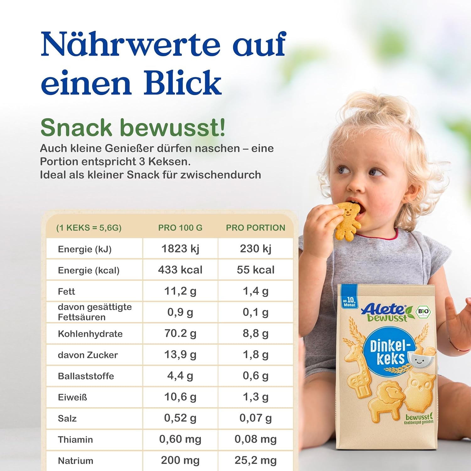 Alete Organic Crunchy Biscuits with Alac (4 x 125g) - Crunchy Alac Biscuits för bebisar, palmoljefria, från 10 månader
