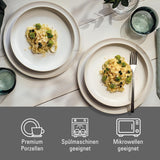 som. av Villeroy & Boch – Crafted Cotton Dinner-Set 4 teilig Weiß, Spülmaschinenfest, Mikrowellensicher, Geschirrset, Tafelservice Modern, Speiseteller, Tiefe Teller, Pottery-Look, Premium Porzellan