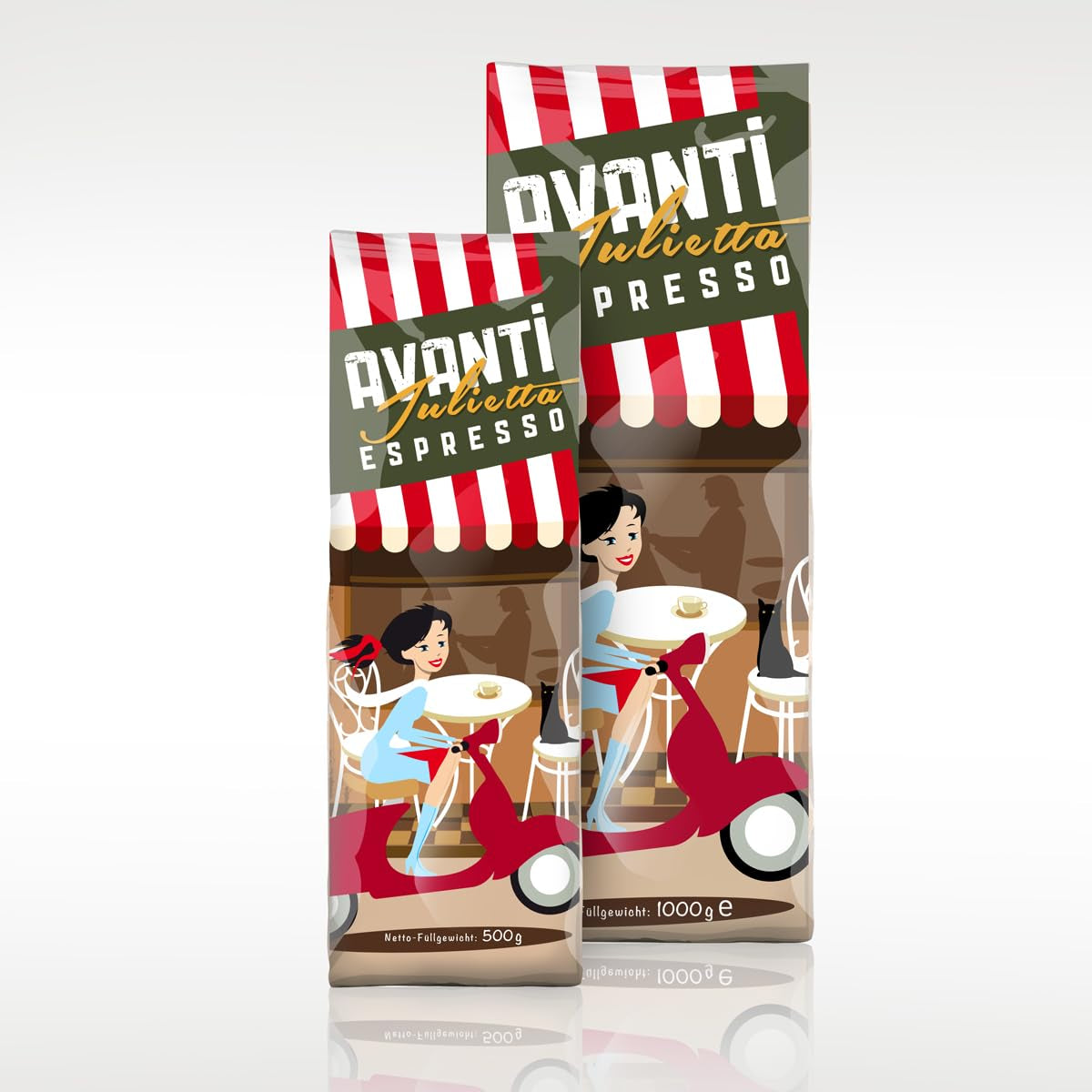 AVANTI Julietta Espresso kaffebönor, 500g, 70% Arabica 30% Robusta, traditionell trumrostning