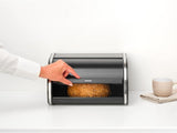 Brabantia rullbrödslåda - Kompakt förvaringslåda för bröd, bagels och frallor med platt lock, slitstarkt stål - medelstor - mattsvart Matförvaringslådor Naty Shop