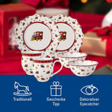 Villeroy & Boch - Toy's Delight frukostset för 2, lokdesign, 6 delar, färgglatt, jul, servisset med tallrikar, koppar och skålar till frukost, julservis, premiumporslin