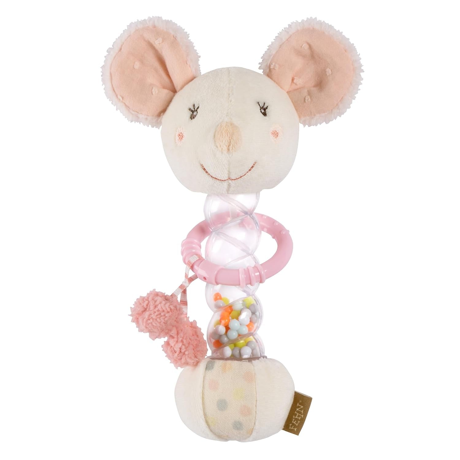 Fehn rainmaker-mus - motorisk leksak med klocka för att greppa och göra ljud - bell stick främjar lekfullt sinnen och motorik - för spädbarn och småbarn från 0+ månader Baby Toys Naty Shop Mouse