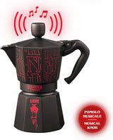 Bialetti Moka Express Stranger Things 6-kopps kaffebryggare, musikknapp med USB-C-laddningsfunktion, inte lämplig för induktionshällar, 6 koppar (270 ml), svart