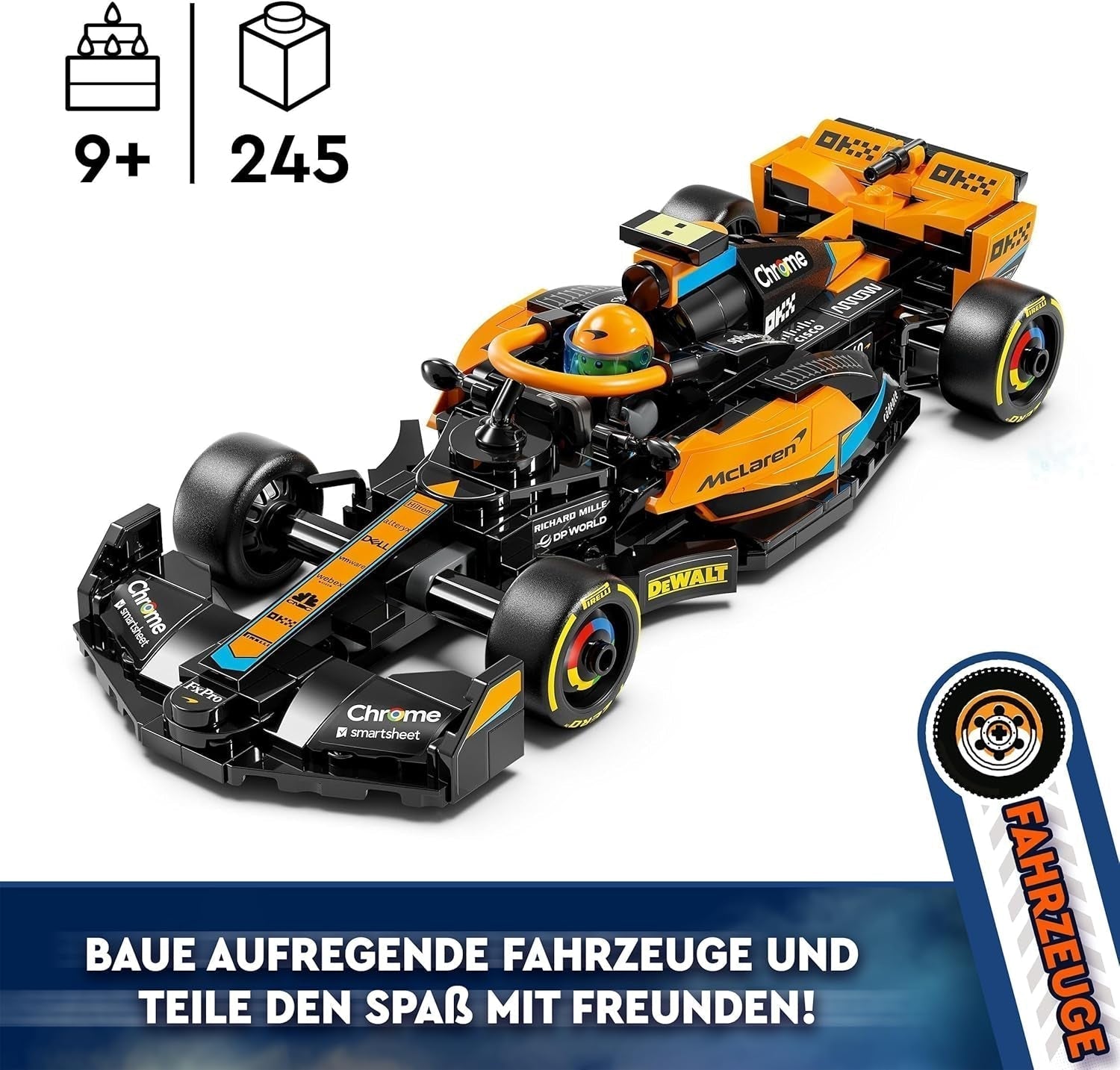 LEGO Speed Champions Mclaren Formel 1 racerbil 2023, leksak för 9+ år gamla pojkar och flickor som gillar att leka självständigt, byggbar fordonsmodell, barnrumsinredning 76919 Byggset Besuche den LEGO-Store