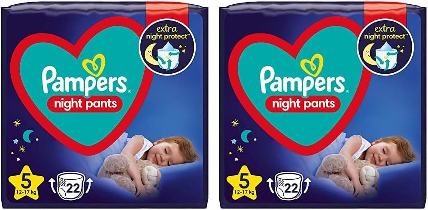 Nattbyxblöjor (gammal version), storlek 5, 22 stycken, 12 kg-17 kg (paket med 2)