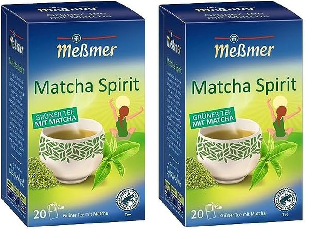 Meßmer MATCHA SPIRIT | Grönt te med Matcha | 20 tepåsar | Vegan | Glutenfri | Laktosfri (paket med 2)