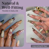 Korta lösnaglar Ballerina 120st lim på 12 storlekar Korta konstgjorda naglar Soft Gel Heltäckande Nageltips för korta gelnaglar S
