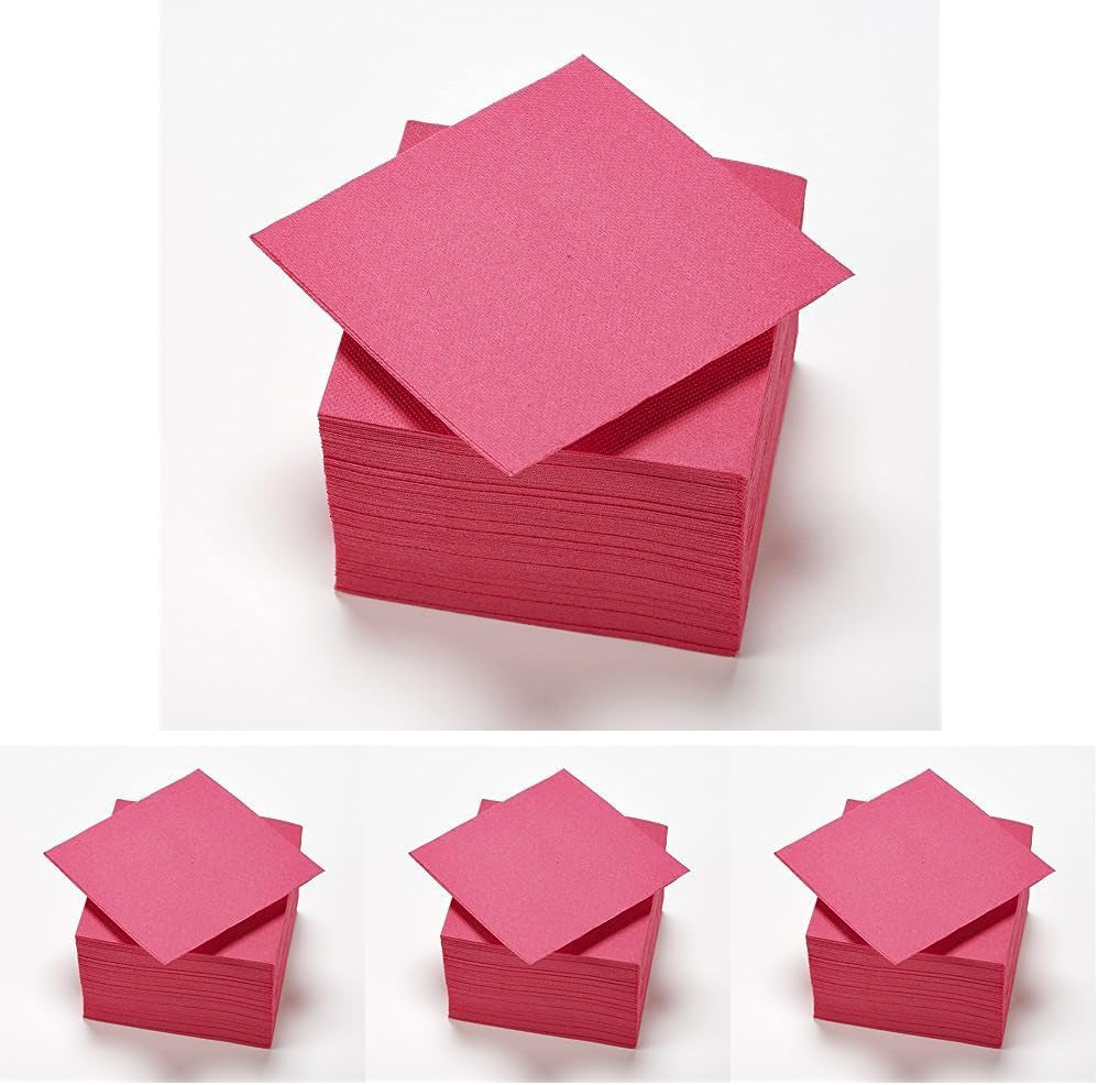 - Tex Touch pappersservetter - Rosa färg - Fsc®-certifierade servetter - Återvinningsbara och biologiskt nedbrytbara - Förpackning med 50 rosa servetter storlek 24 X 24 Cm