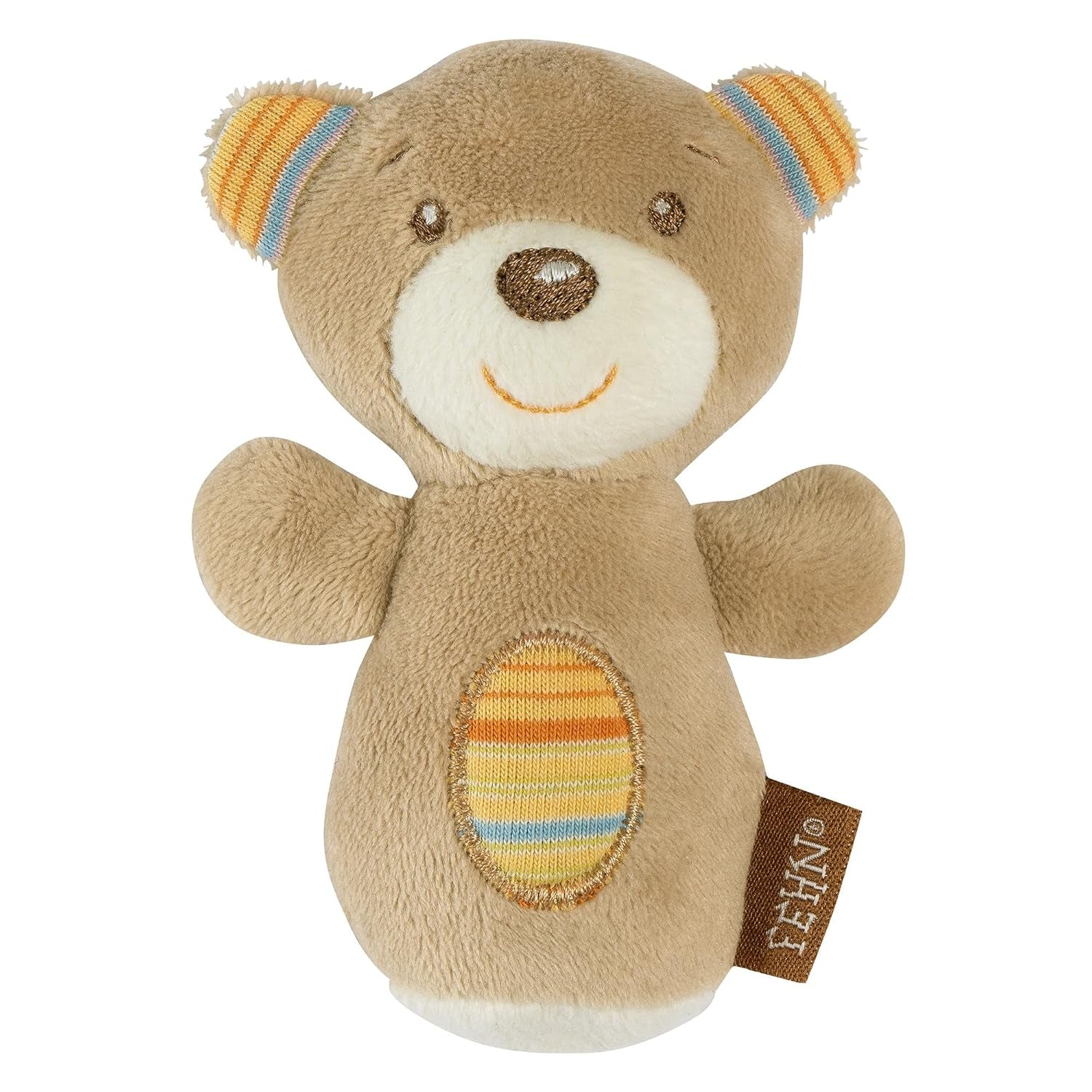 Fehn mini rattle utter - mini gripleksak för att skramla, famla och leka med ett mjukt och gosigt tygdjur - en lojal följeslagare för spädbarn och småbarn i åldern 0+ månader Babyleksaker Naty Shop Teddy